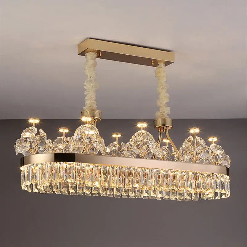 Gold Double Layer Crystal Chandelier