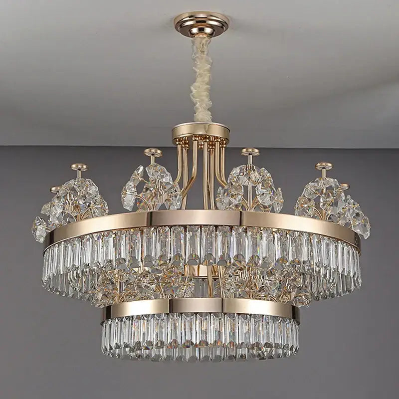 Gold Double Layer Crystal Chandelier