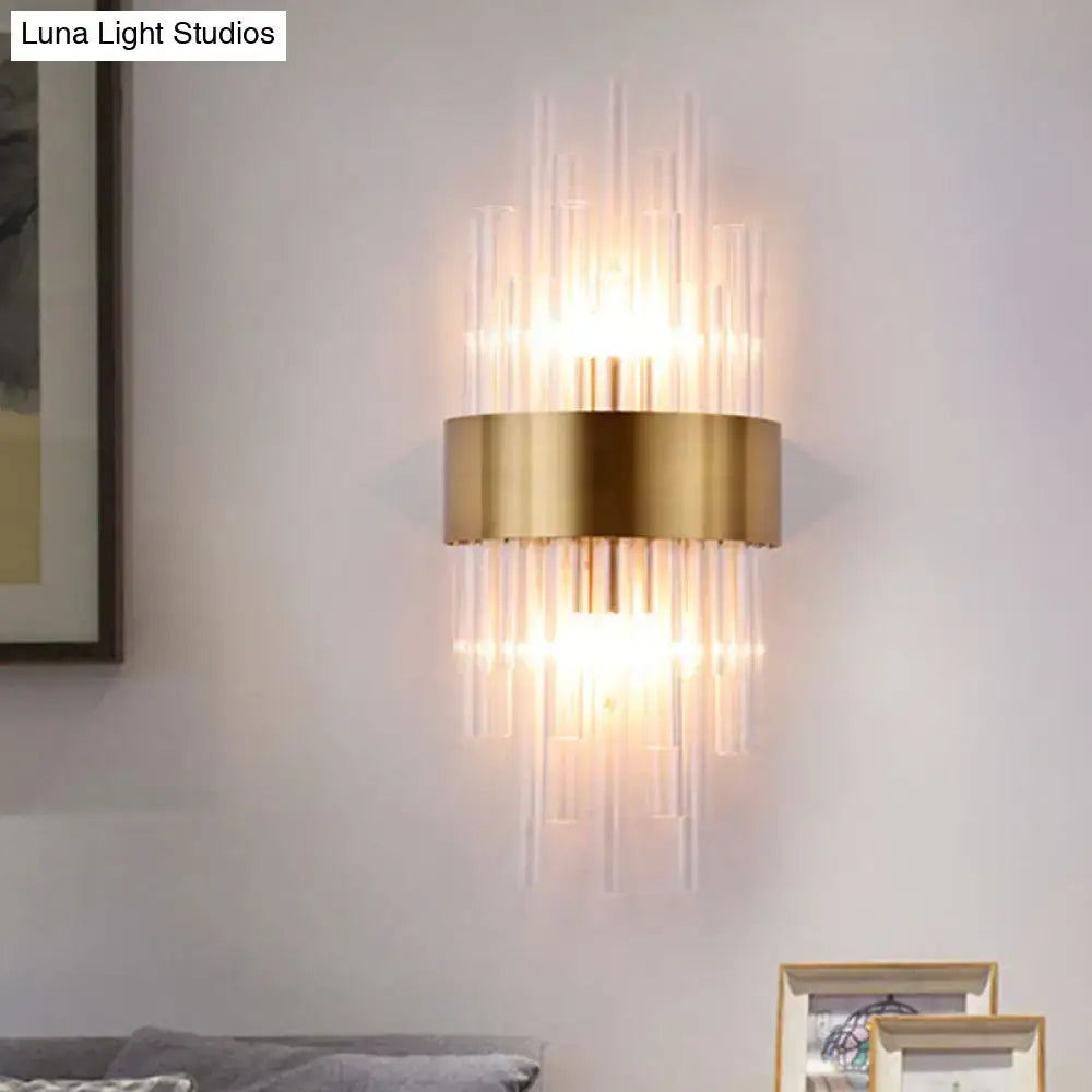 Gold Fluted Crystal Sconce