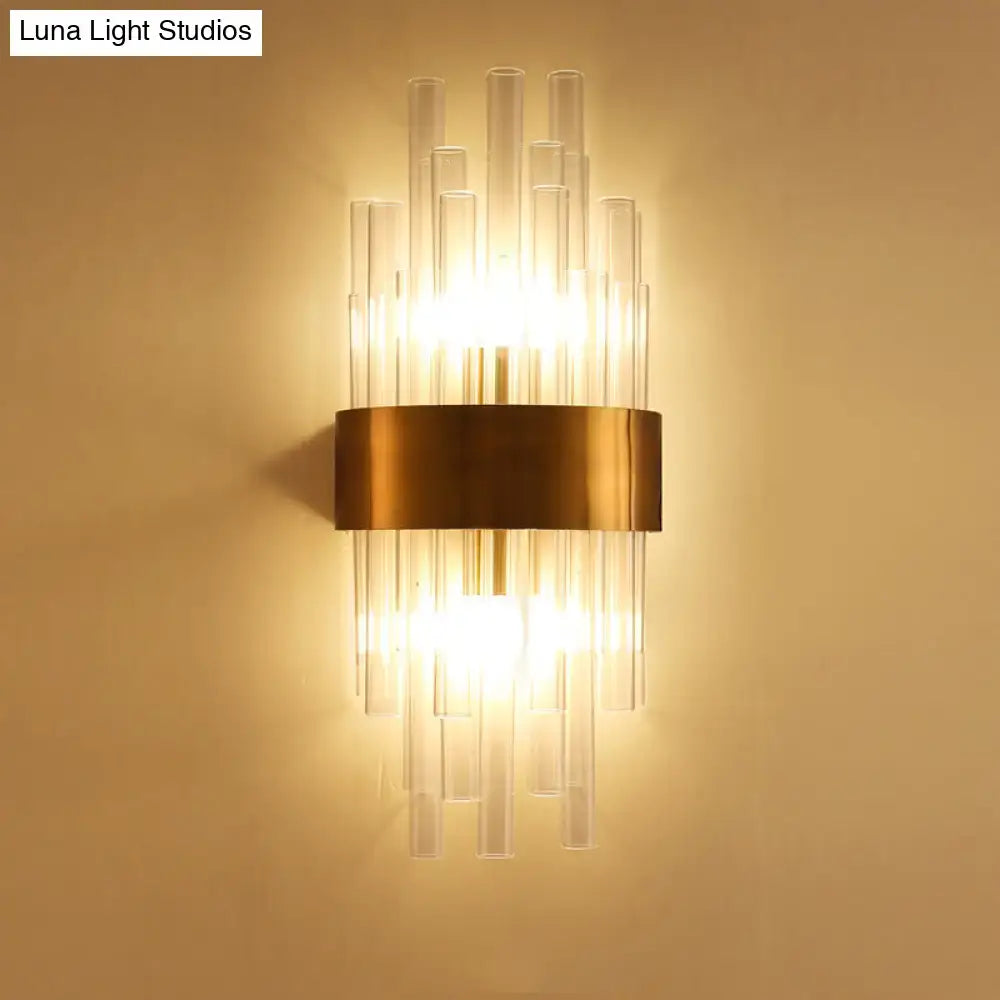 Gold Fluted Crystal Sconce