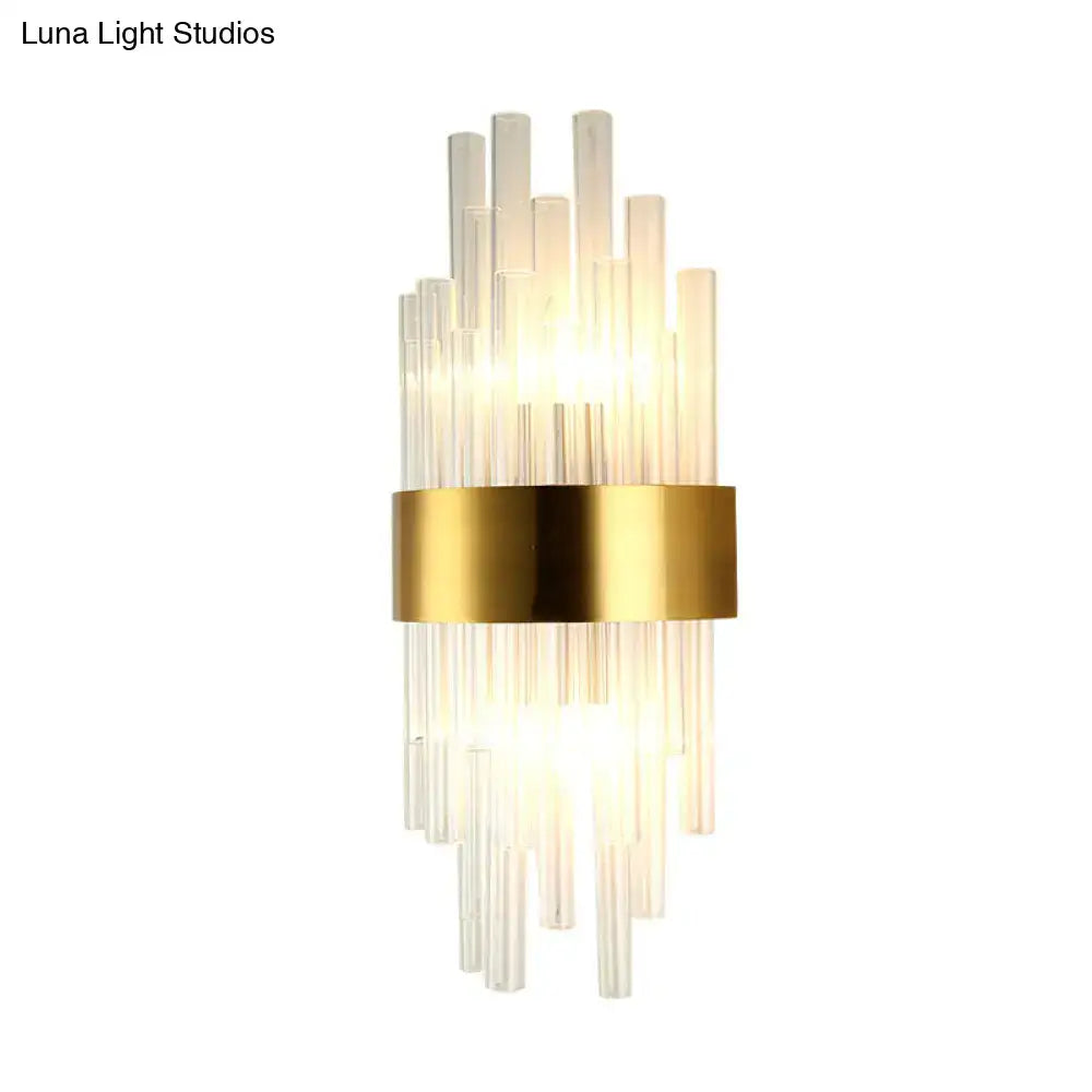 Gold Fluted Crystal Sconce