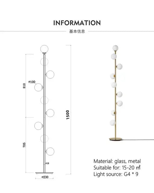 Gold Glass Ball Floor Lamp