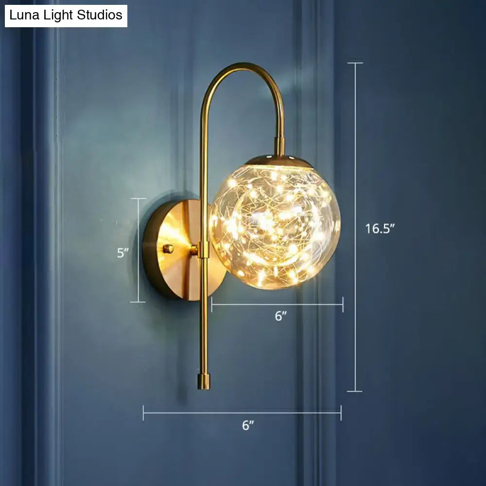 Gold Glass Globe Wall Light