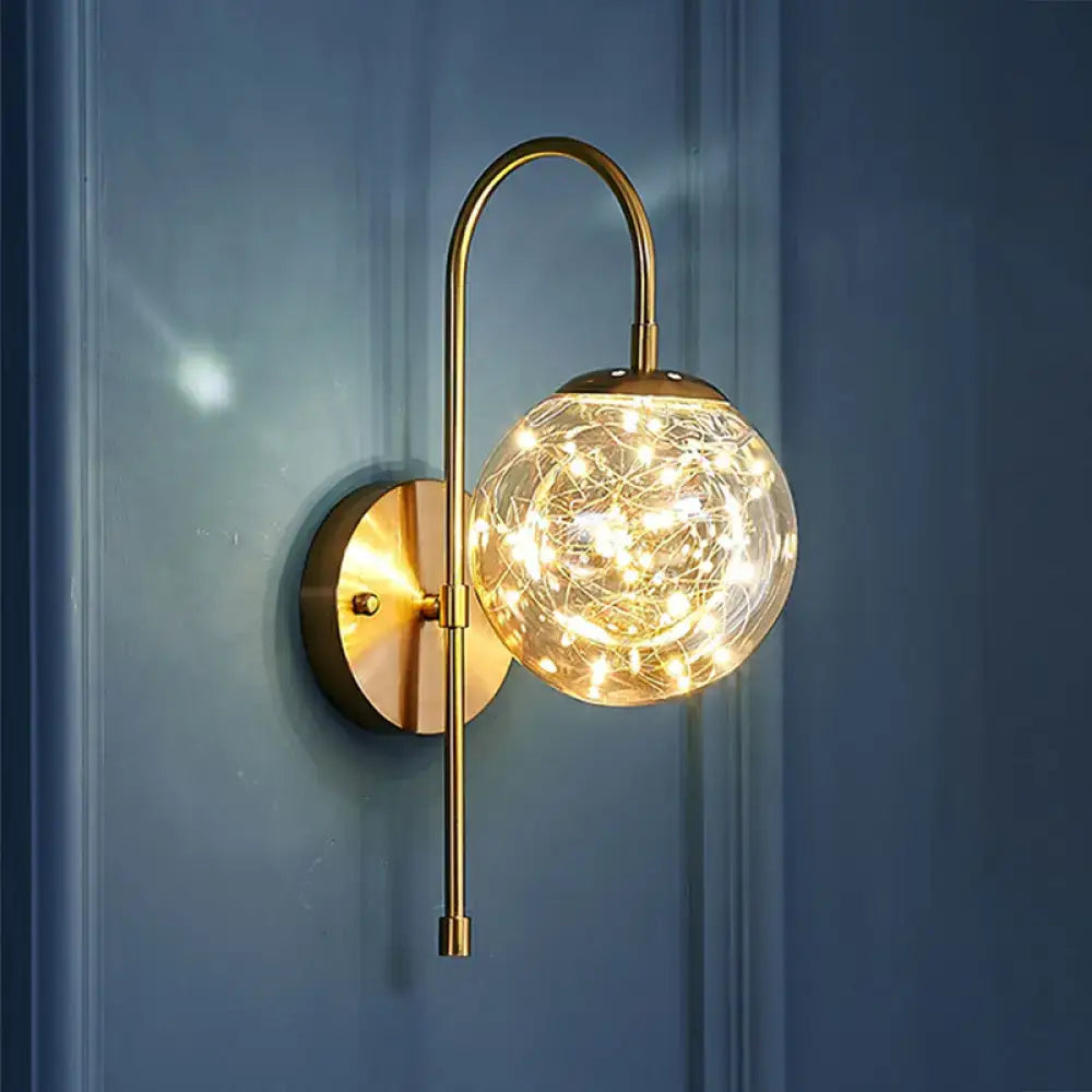 Gold Glass Globe Wall Light
