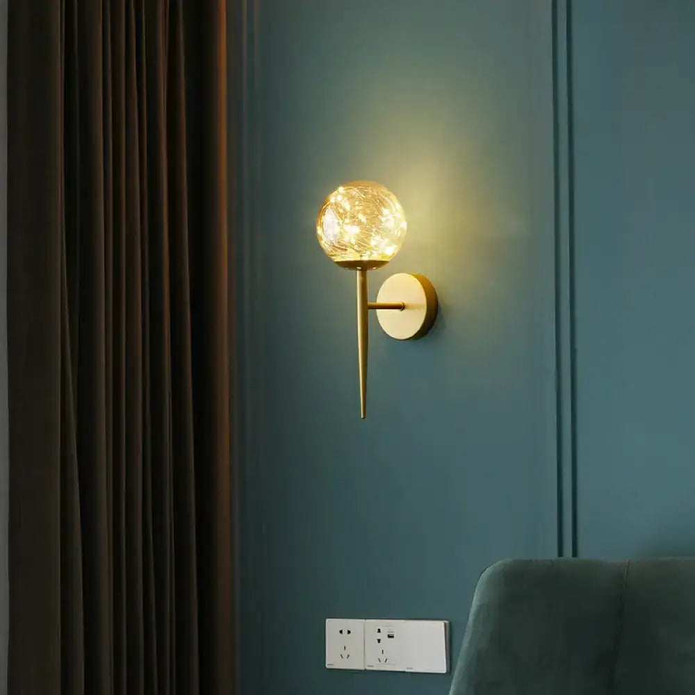 Gold Glass Globe Wall Light