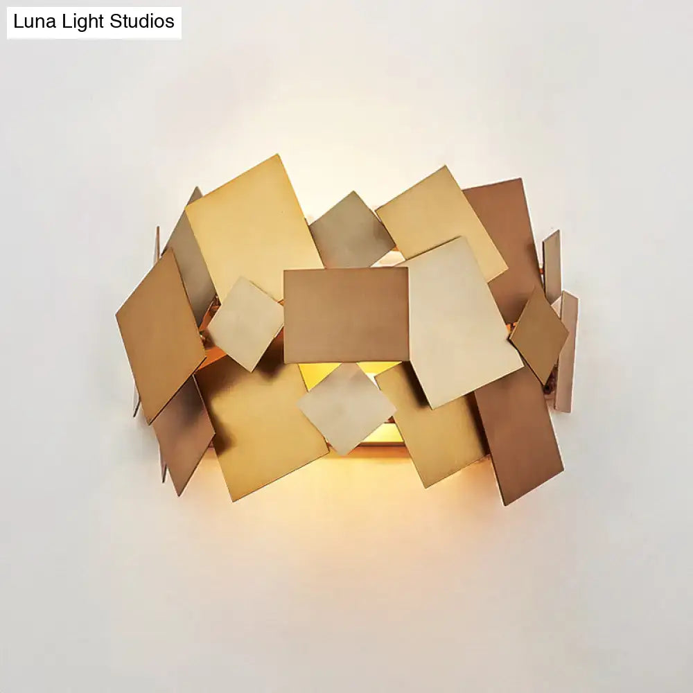 Gold Stacked Panel Metal Sconce