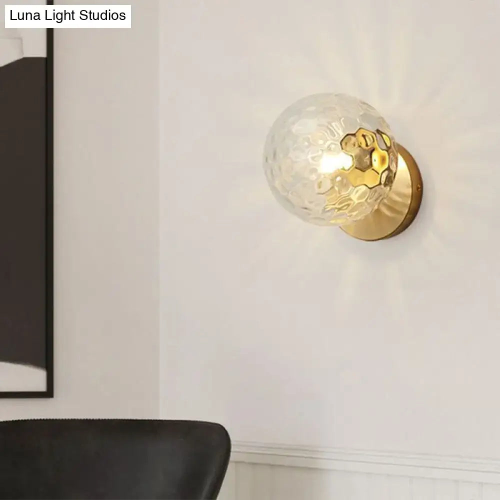Gold Textured Glass Ball Sconce