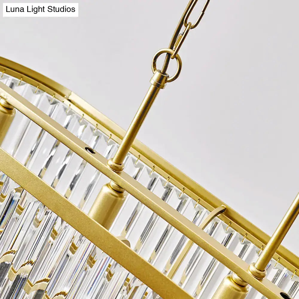 Gold Crystal Oval Two-Tier Four-Light Island Light