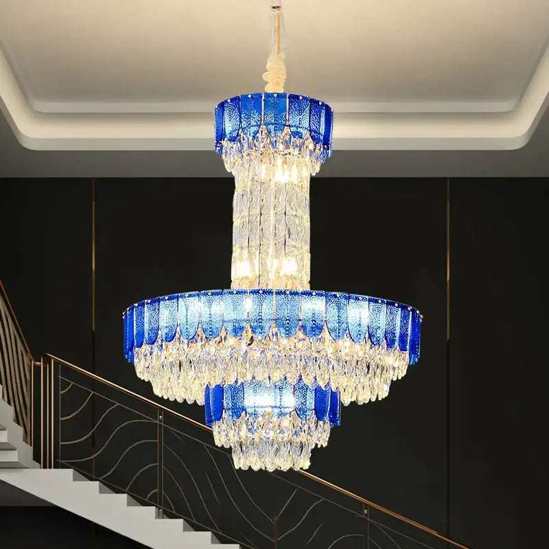 Black Crystal Layered Chandelier
