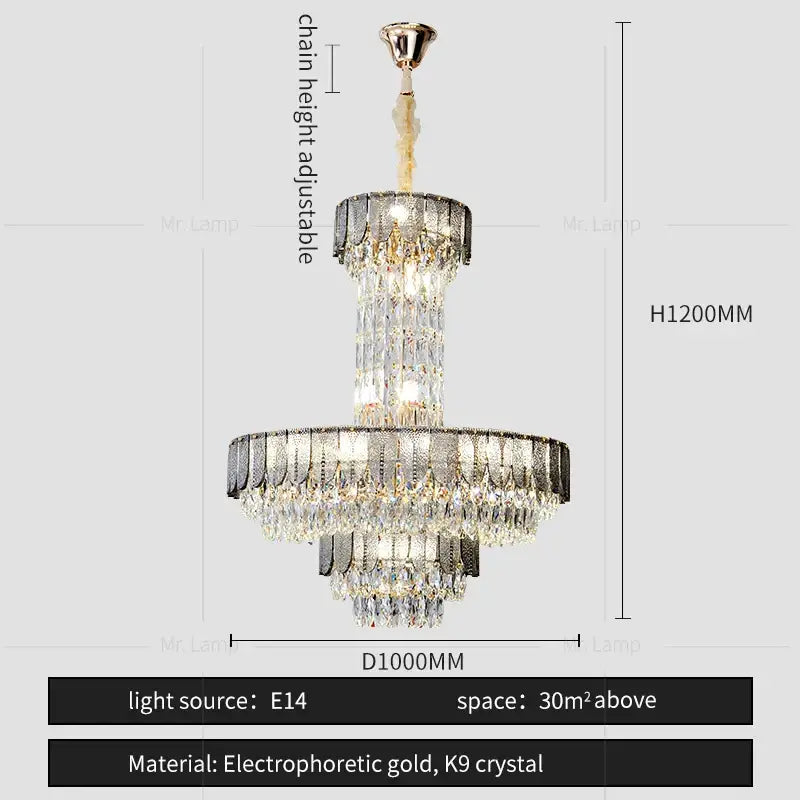Black Crystal Layered Chandelier