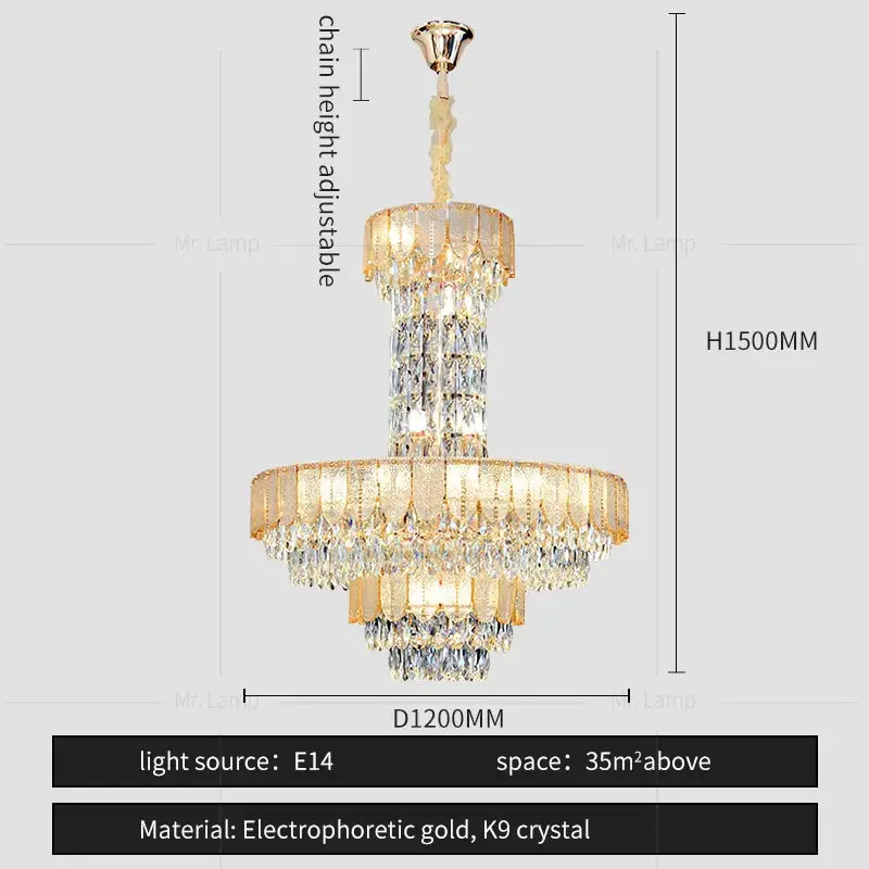 Black Crystal Layered Chandelier
