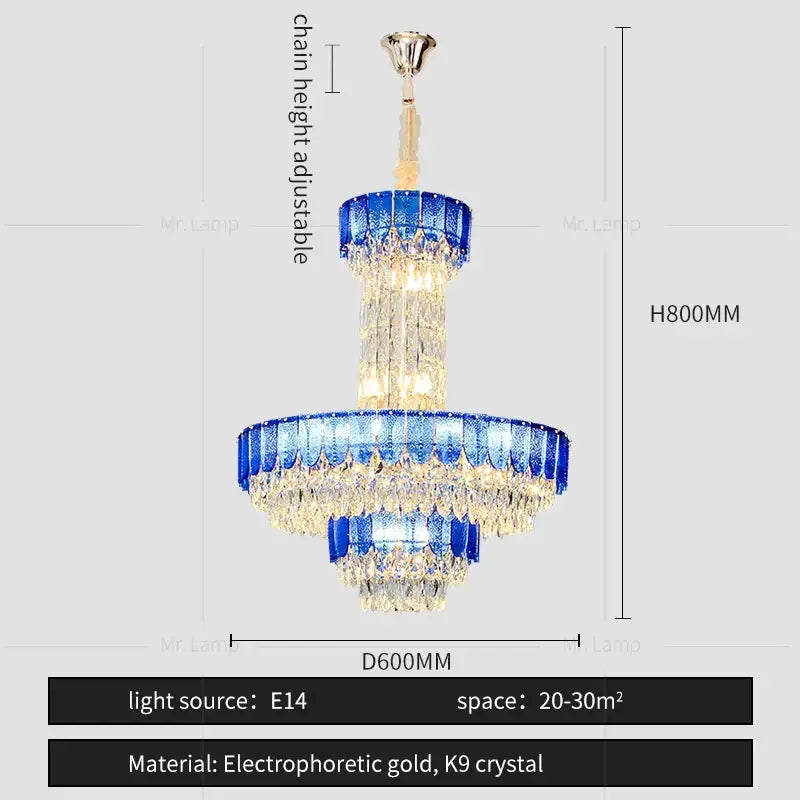 Black Crystal Layered Chandelier