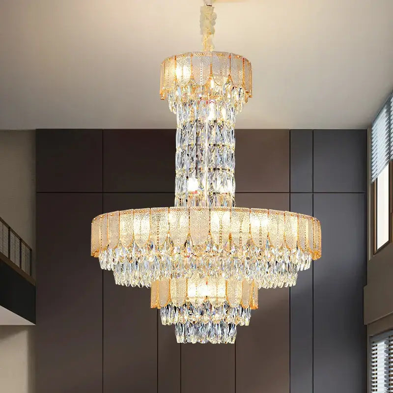 Black Crystal Layered Chandelier