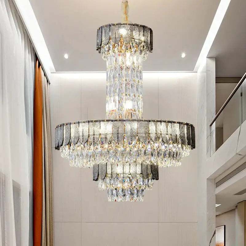 Black Crystal Layered Chandelier