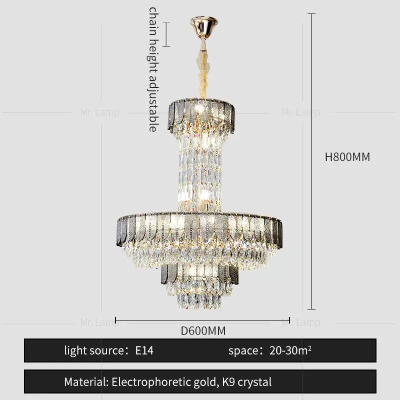 Black Crystal Layered Chandelier