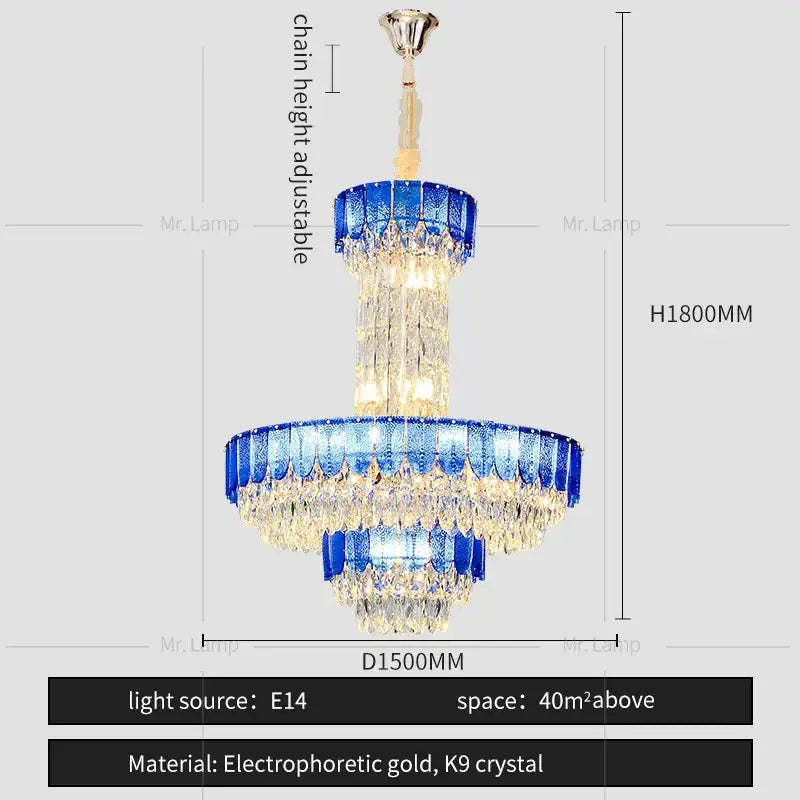 Black Crystal Layered Chandelier