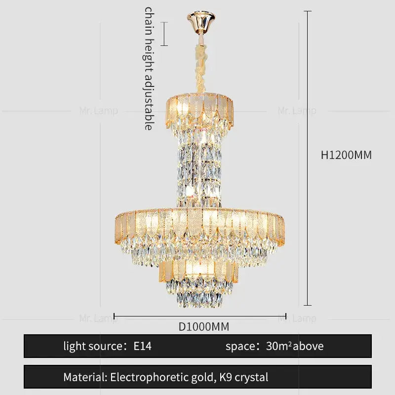 Black Crystal Layered Chandelier