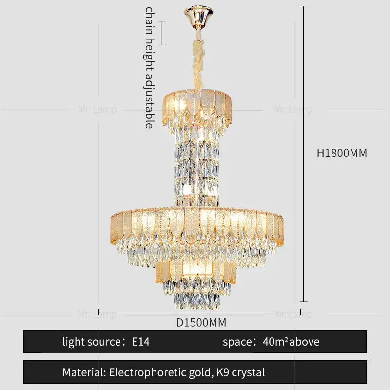 Black Crystal Layered Chandelier
