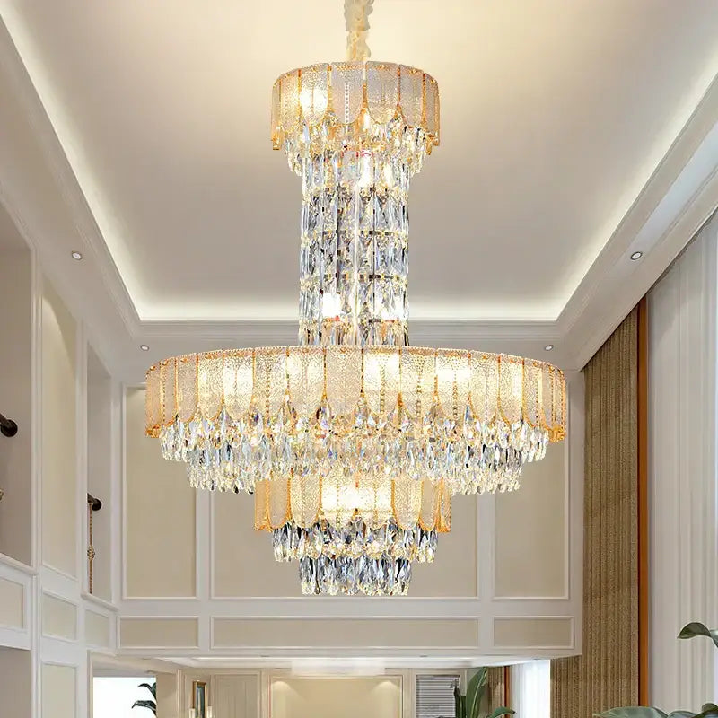 Black Crystal Layered Chandelier