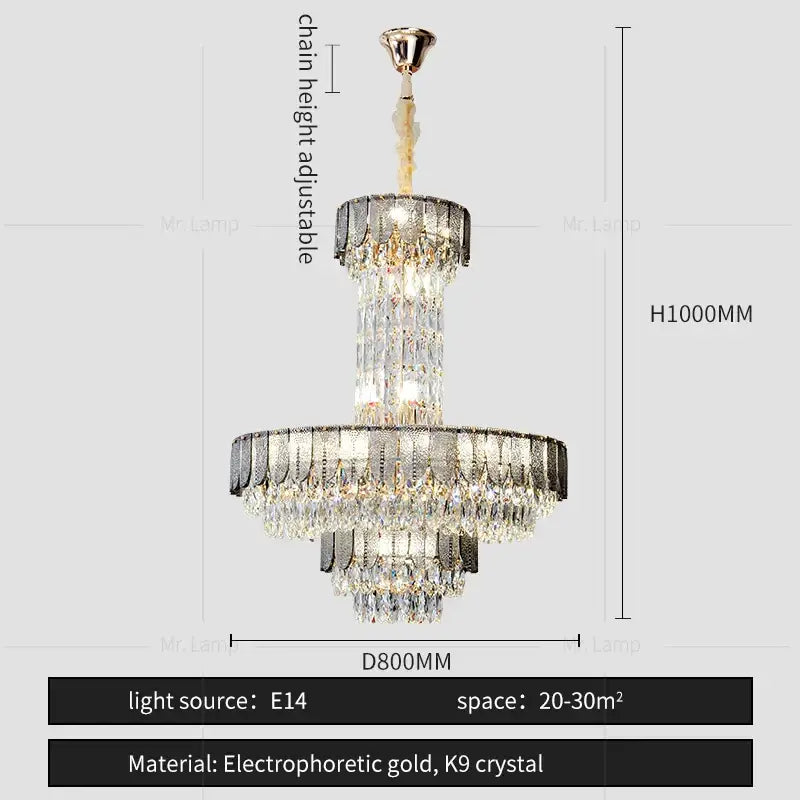 Black Crystal Layered Chandelier