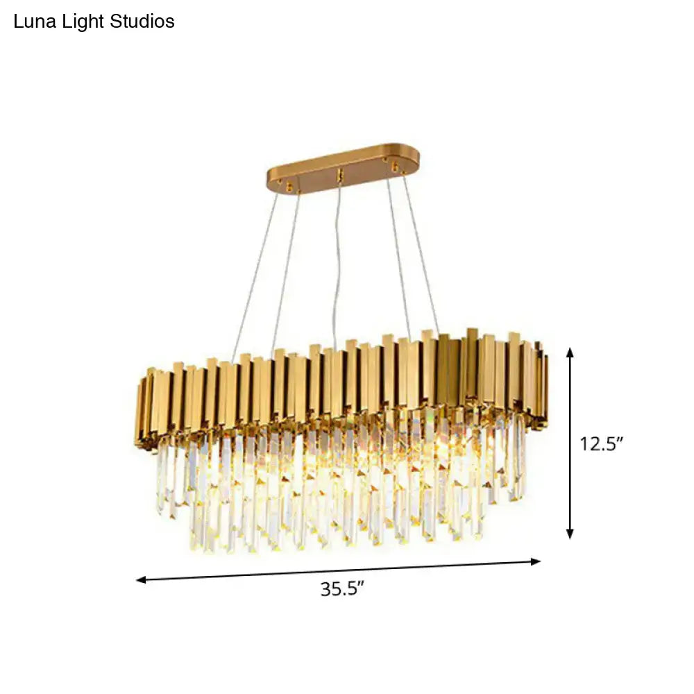 Gold Crystal Oval Prismatic Chandelier