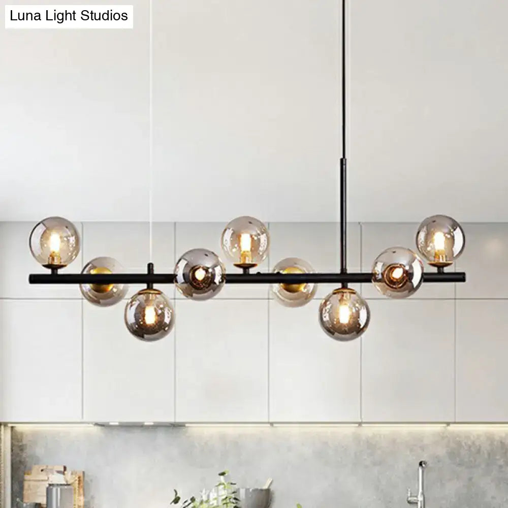 Smoke Grey Glass Globe Chandelier