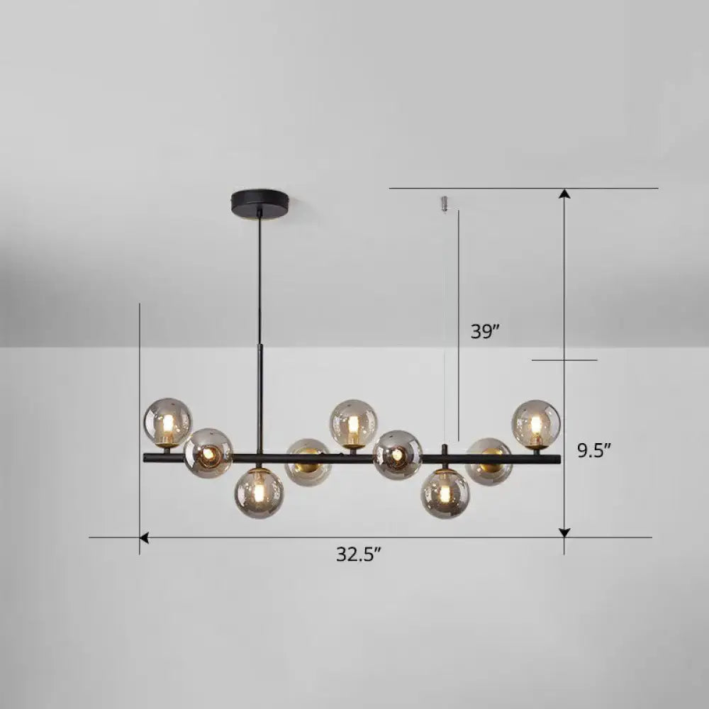 Smoke Grey Glass Globe Chandelier