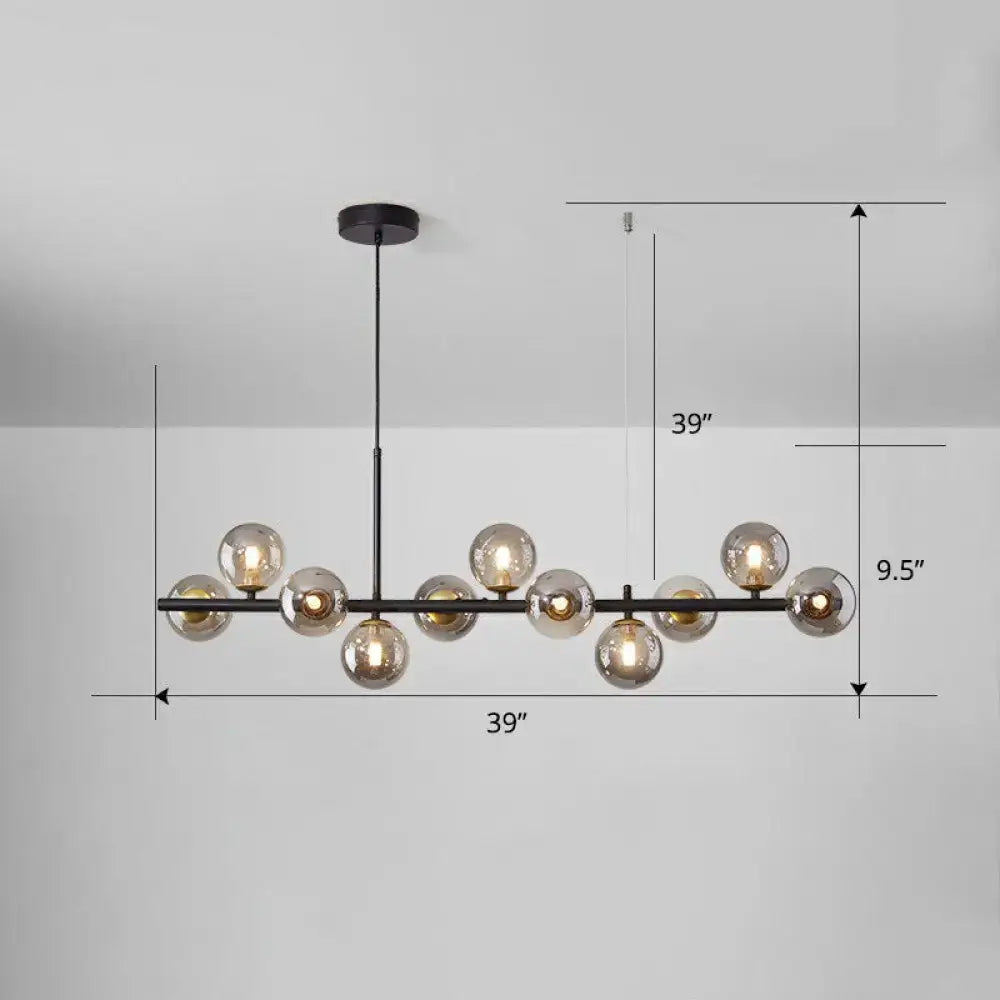 Smoke Grey Glass Globe Chandelier