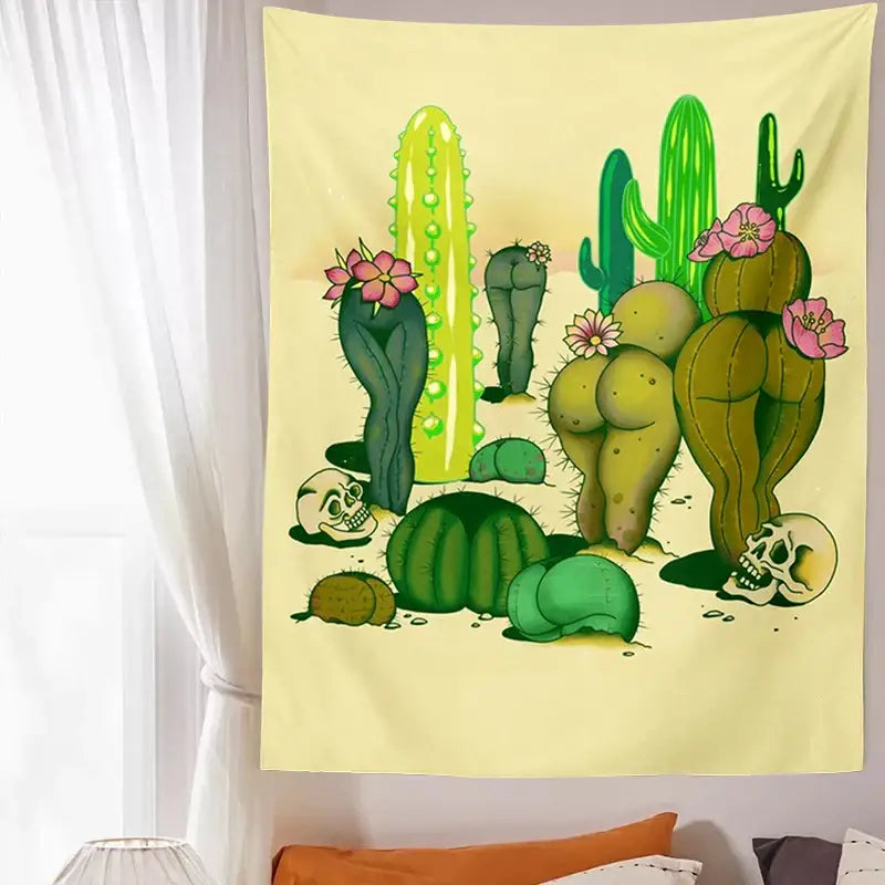 Beige Mushroom Girl Tapestry