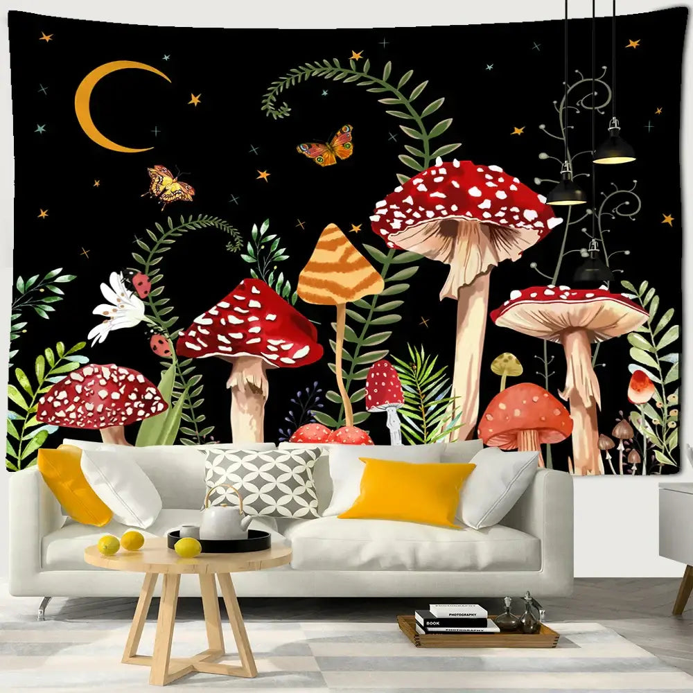 Butterfly Mushroom Tapestry