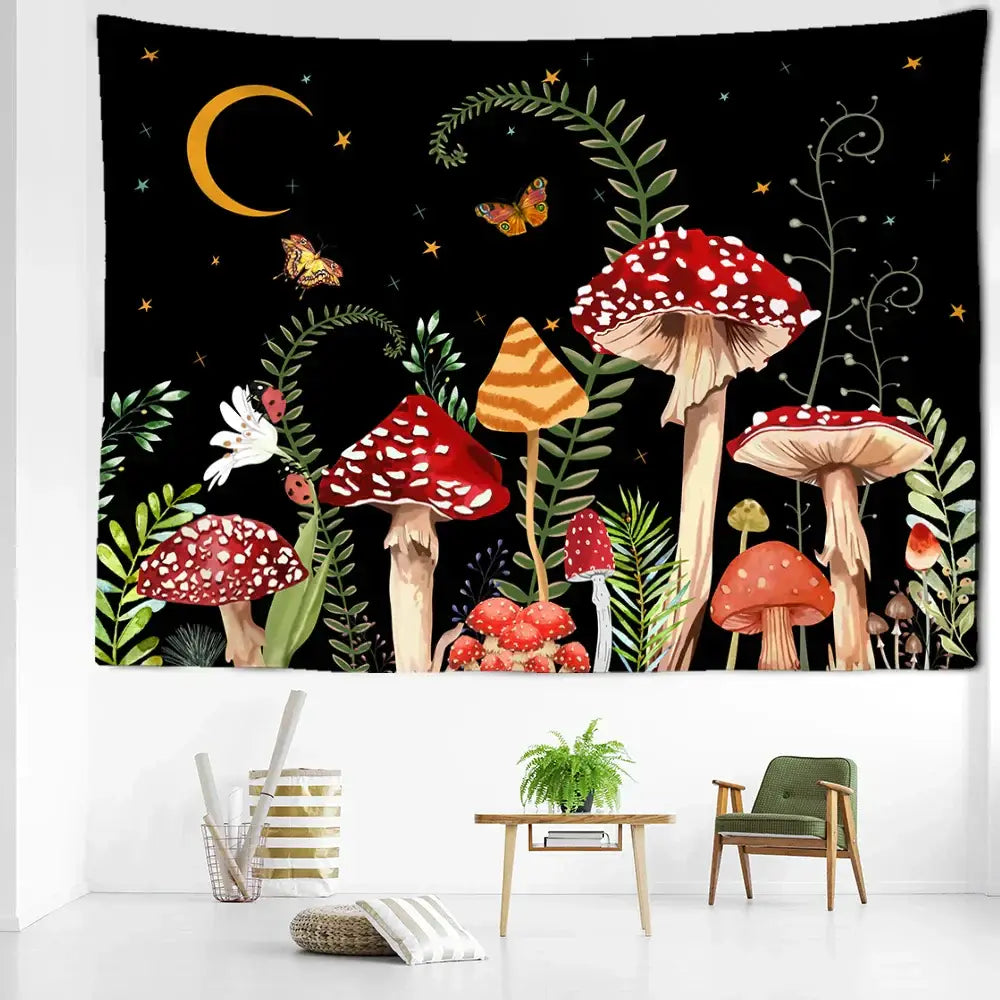 Butterfly Mushroom Tapestry