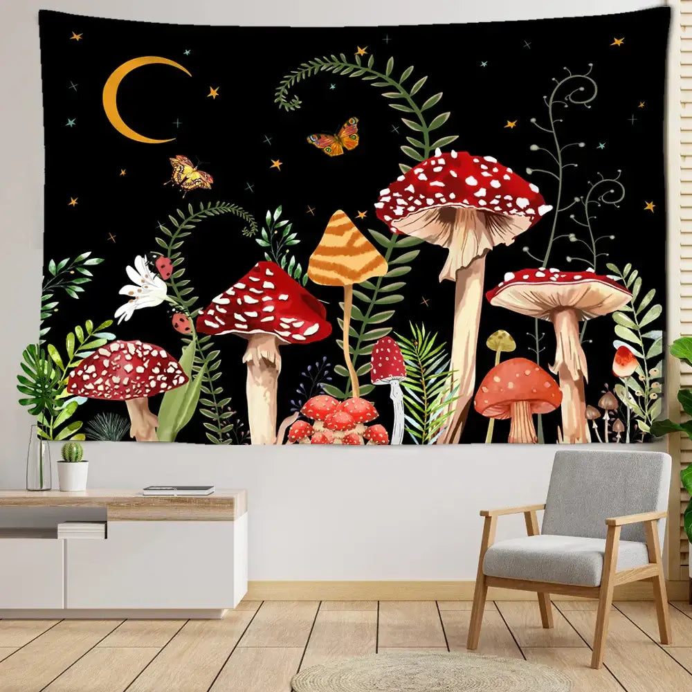 Butterfly Mushroom Tapestry