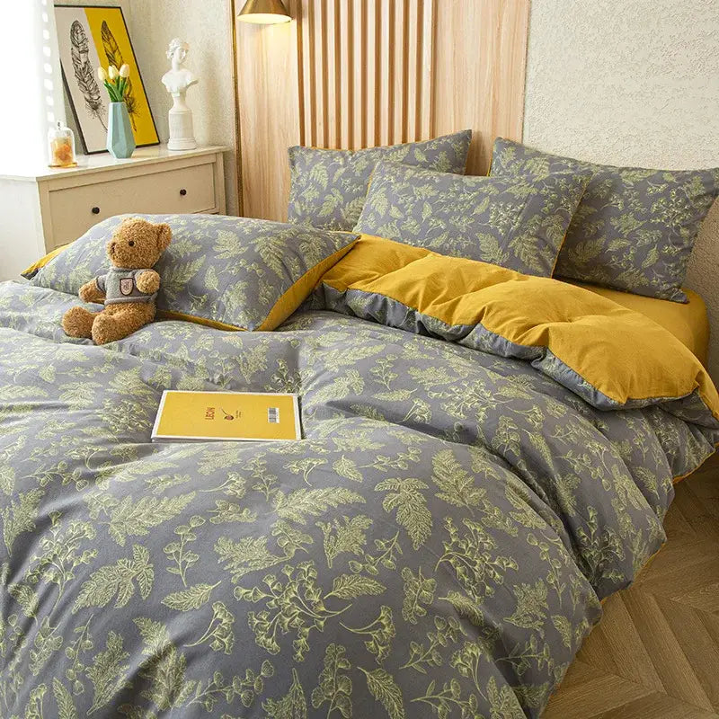Floral Leaf Print Bedding Set