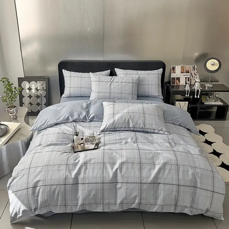 Cream Geometric Bed Set
