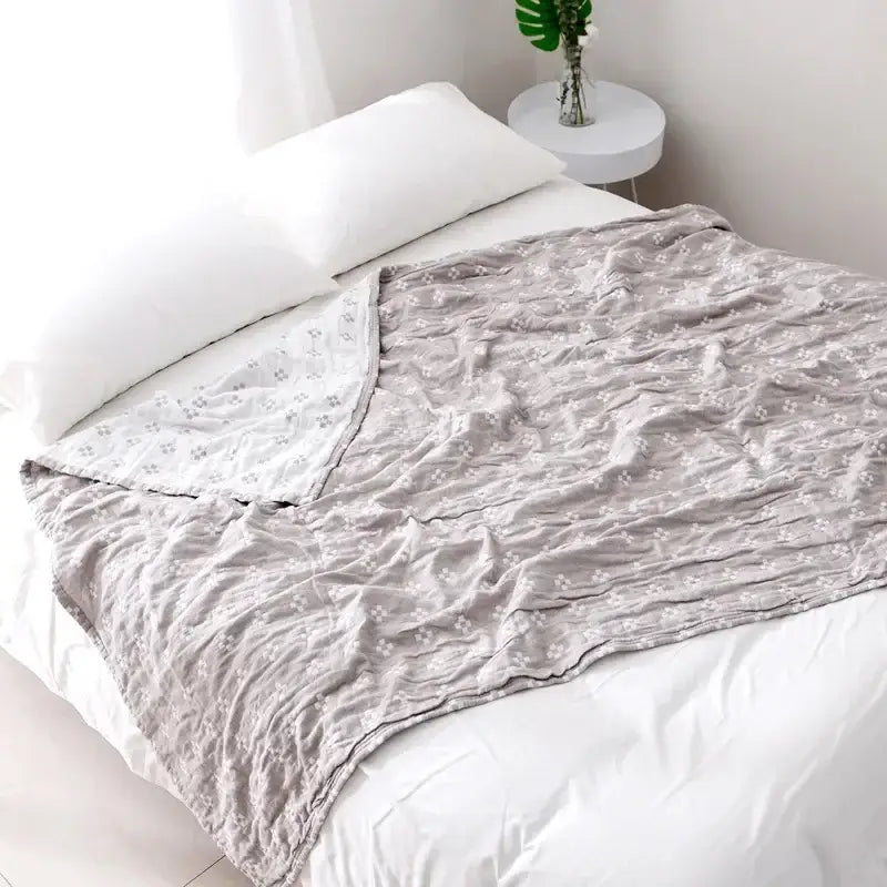 Gray Blue Cotton Blanket