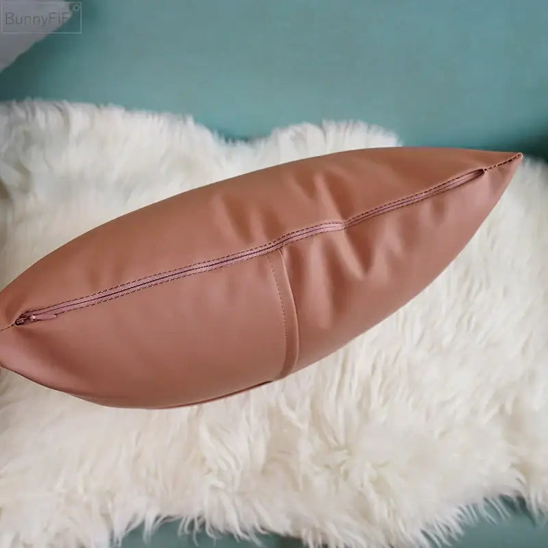 Ivory Leather Pillow Cover