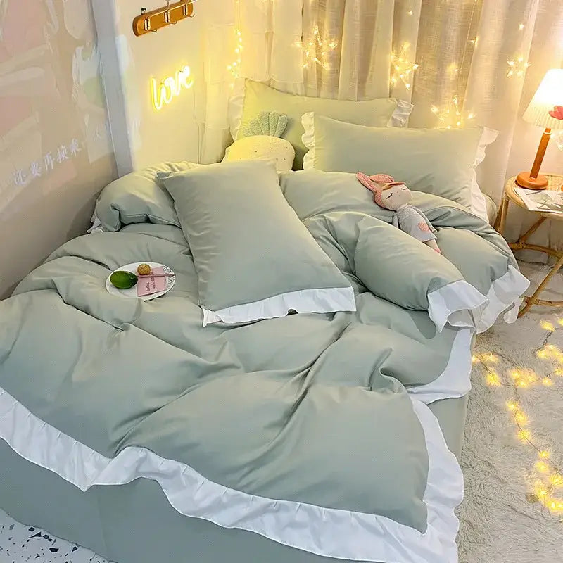 Blue Ruffle Duvet Set