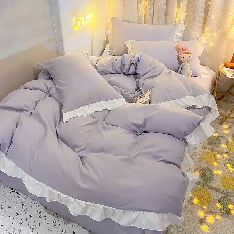 Blue Ruffle Duvet Set
