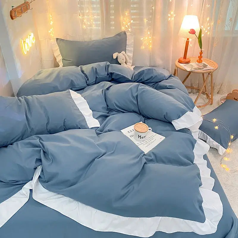 Blue Ruffle Duvet Set