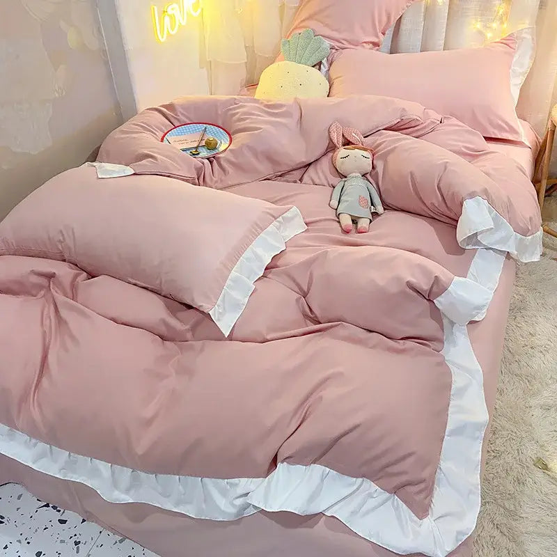 Blue Ruffle Duvet Set