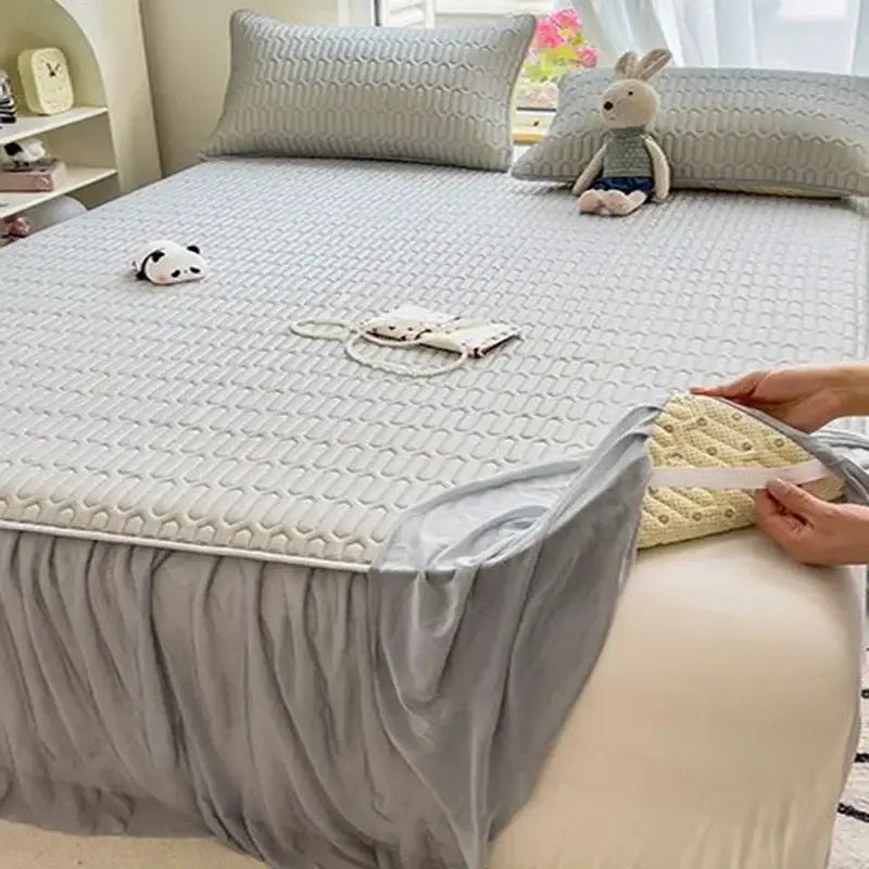 Pink Bed Skirt Set