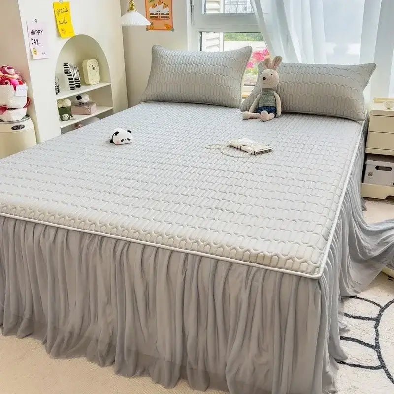 Pink Bed Skirt Set