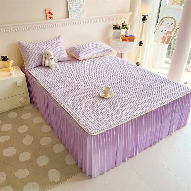 Pink Bed Skirt Set