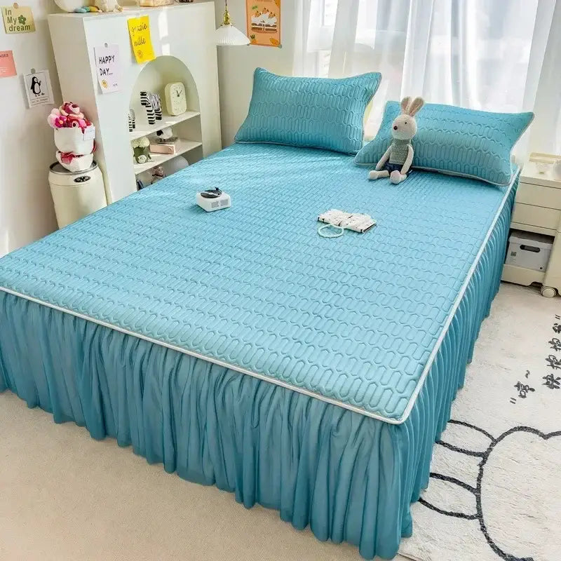 Pink Bed Skirt Set