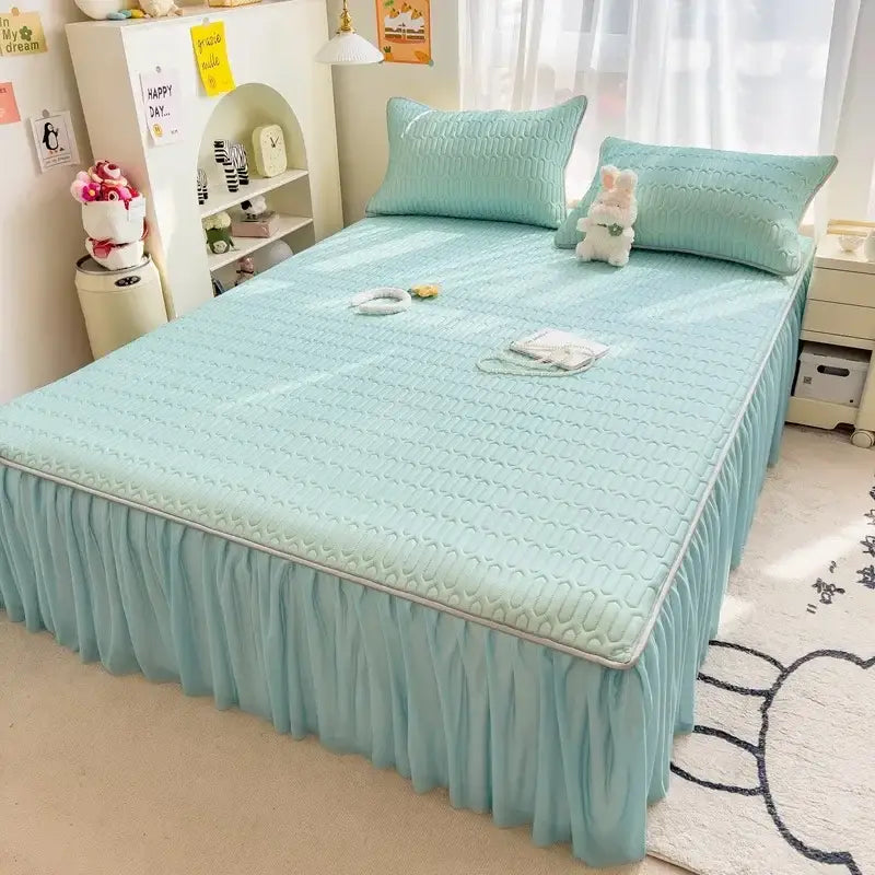 Pink Bed Skirt Set