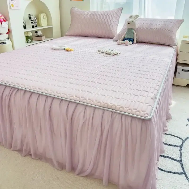 Pink Bed Skirt Set