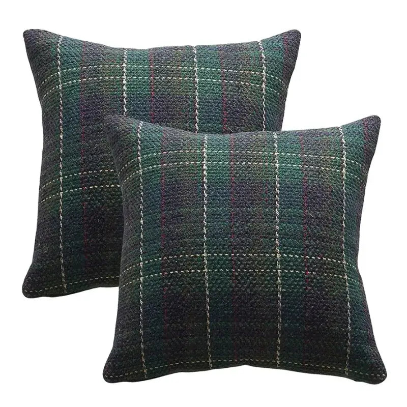 Cream Plaid Cushion Cover