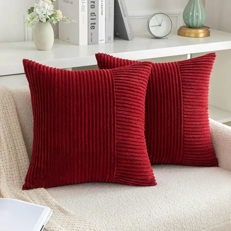 Red Corduroy Patchwork Cushions