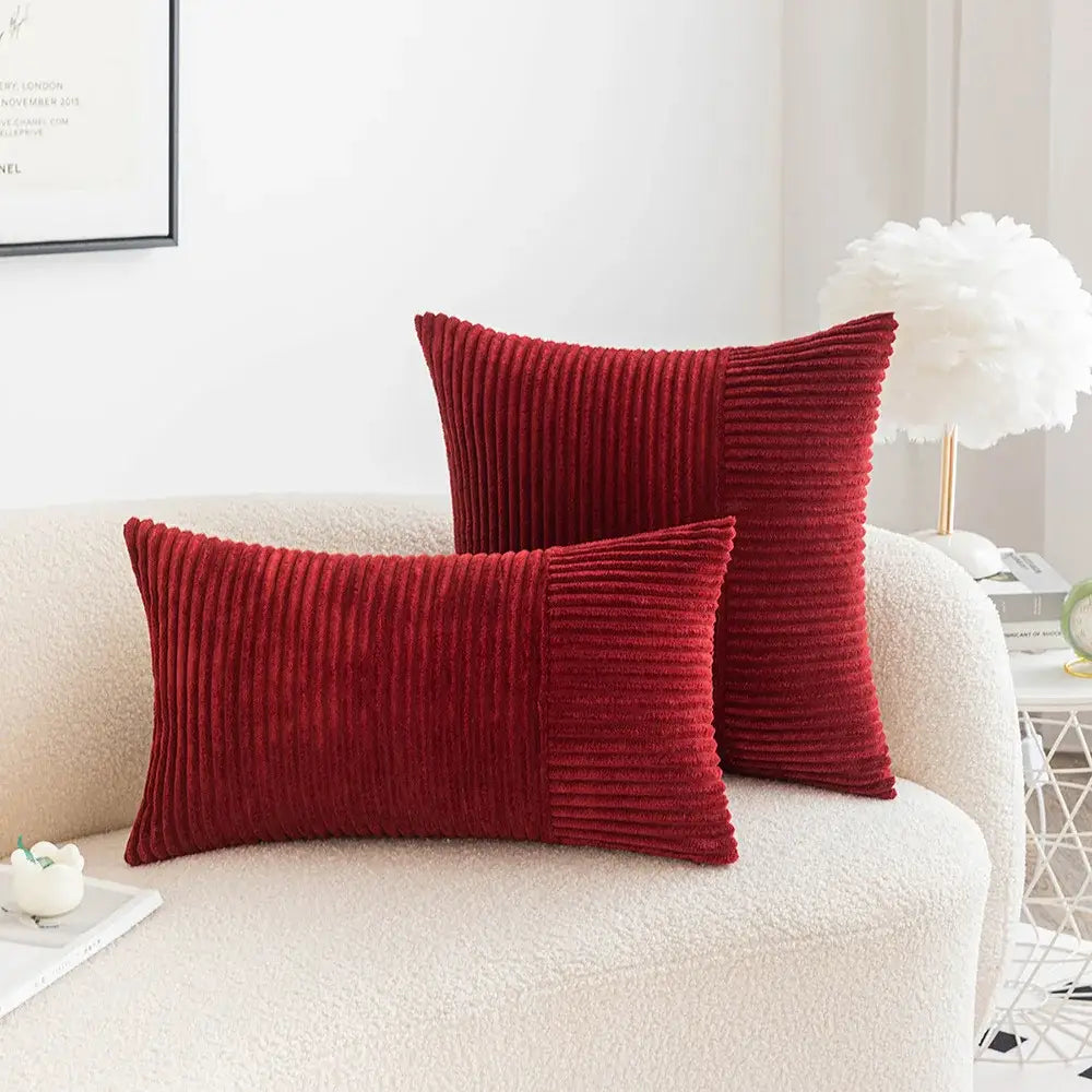 Red Corduroy Patchwork Cushions