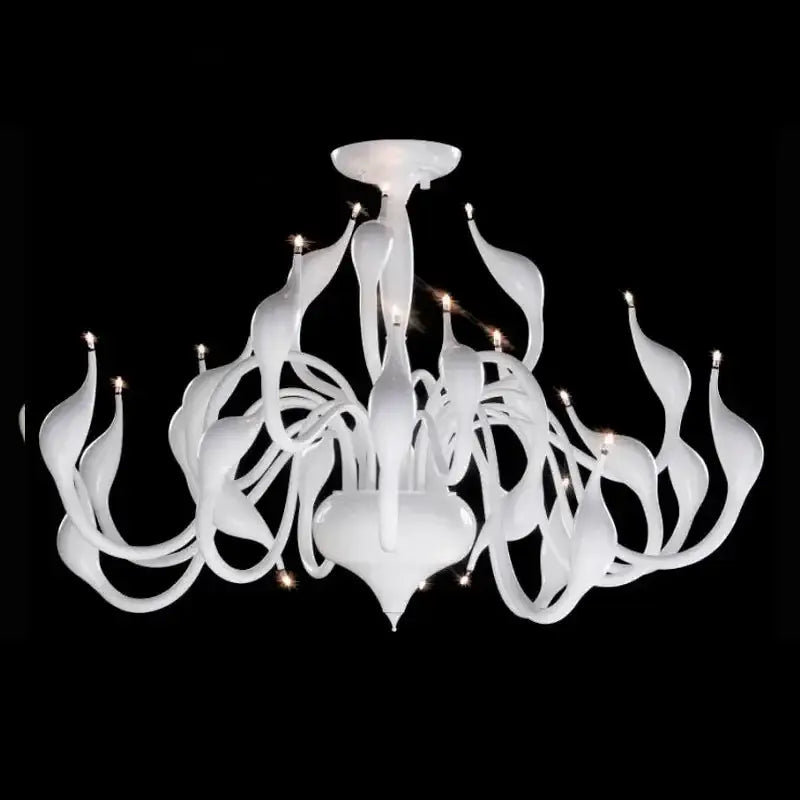 Red Glass Swan Chandelier